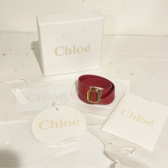 Chloe Jewelry - Chloe Red Buckle Leather Made in Italy Bracelet Gold Hardware Medium